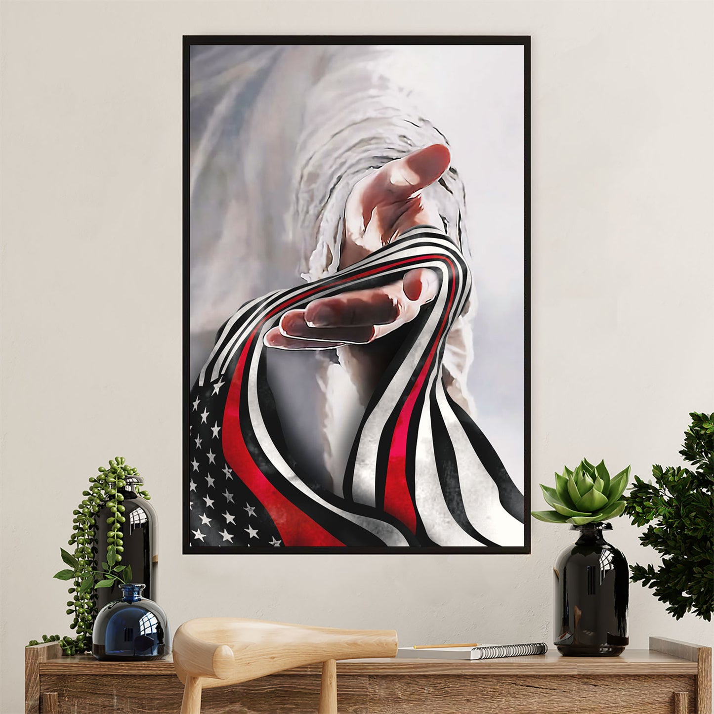 Firefighter Pride Canvas Wall Art Prints | Firefighter Flag | American Independence Day Gift for Fireman