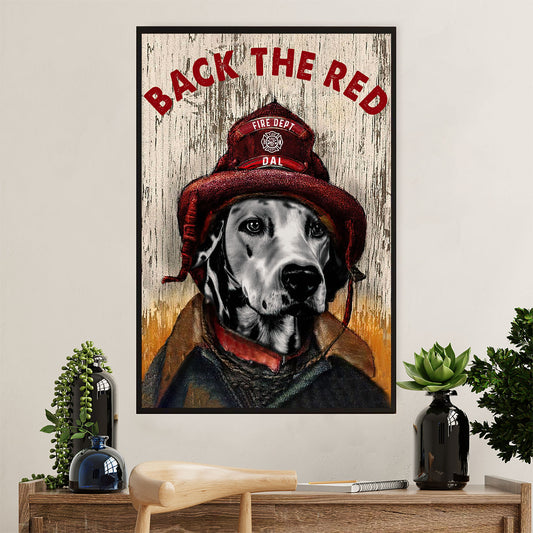 Firefighter Pride Poster Wall Art | Back The Red Dog | American Independence Day Gift for Fireman