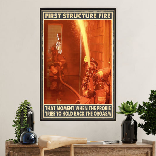 Firefighter Pride Canvas Wall Art Prints | First Structure Fire | American Independence Day Gift for Fireman