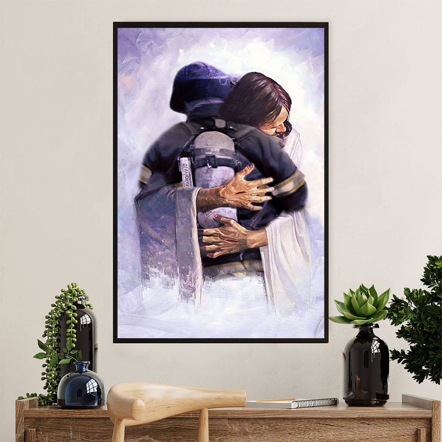Firefighter Pride Canvas Wall Art Prints | God Bless | American Independence Day Gift for Fireman
