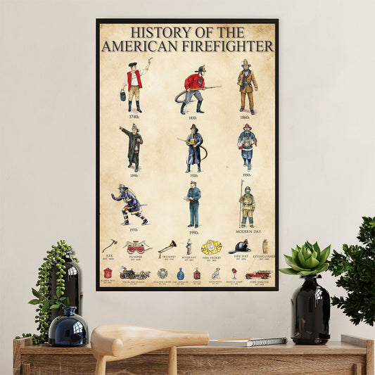 Firefighter Pride Poster Wall Art | History Of The American Firefighter | American Independence Day Gift for Fireman