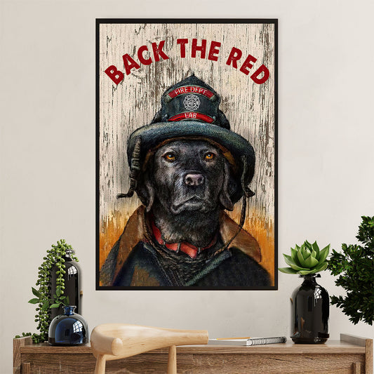 Firefighter Pride Poster Wall Art | Back The Red Dog | American Independence Day Gift for Fireman