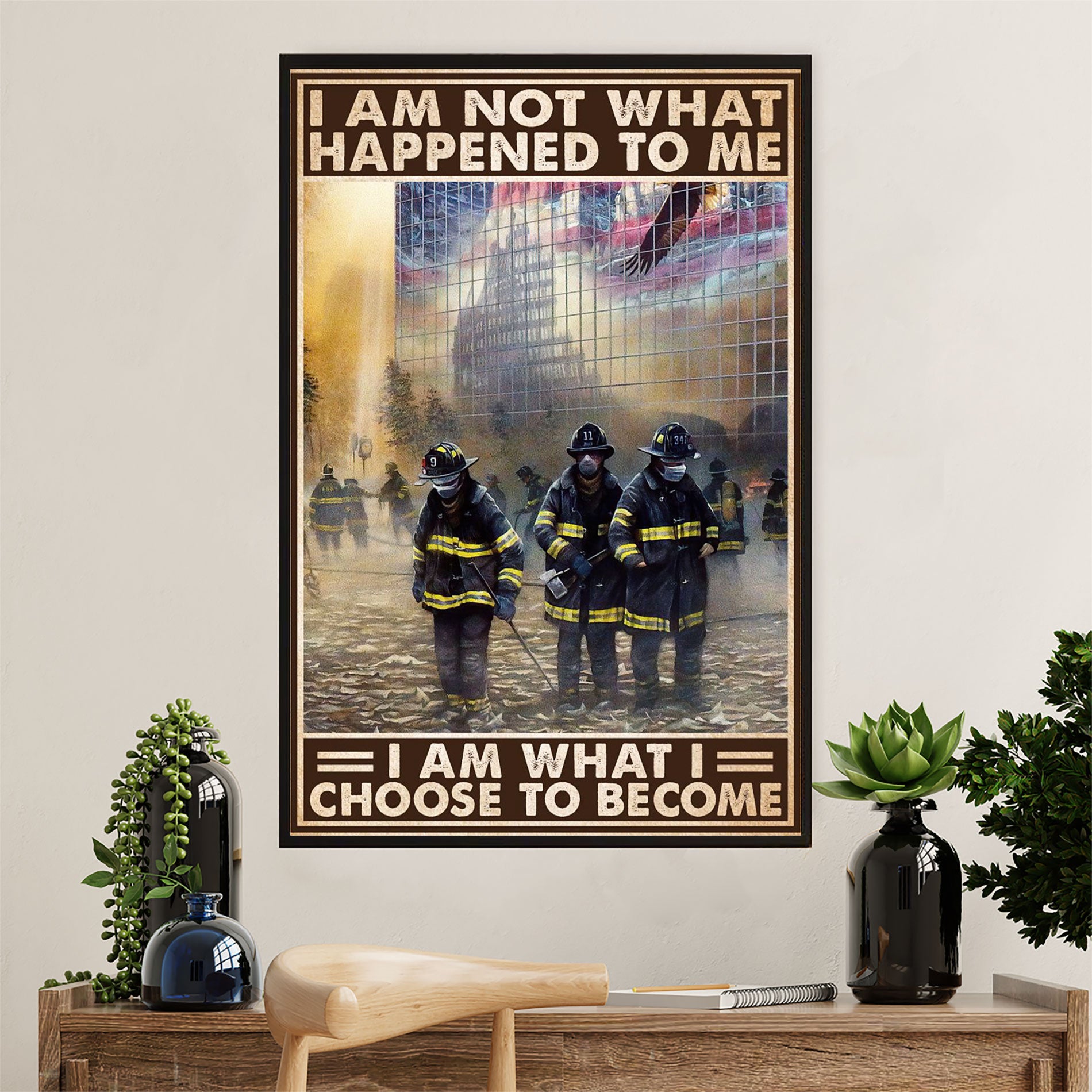 Firefighter Pride Canvas Wall Art Prints | I Am | American Independence Day Gift for Fireman