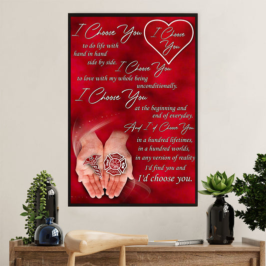 Firefighter Pride Poster Wall Art | Couple Husband Wife | American Independence Day Gift for Fireman