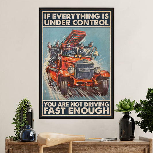 Firefighter Pride Canvas Wall Art Prints | Firetruck Driving Crew | American Independence Day Gift for Fireman