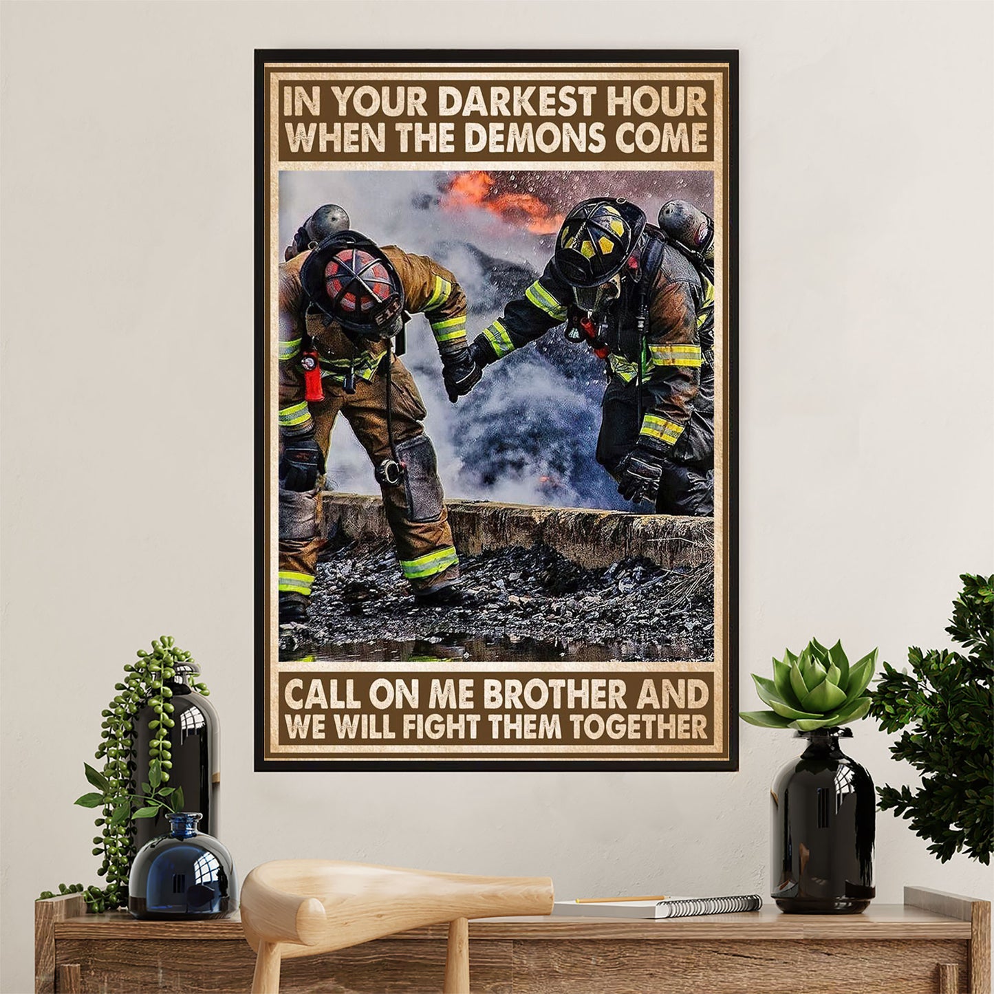 Firefighter Pride Canvas Wall Art Prints | Brothers Fireman | American Independence Day Gift for Fireman