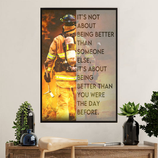 Firefighter Pride Canvas Wall Art Prints | Better Than Yesterday | American Independence Day Gift for Fireman
