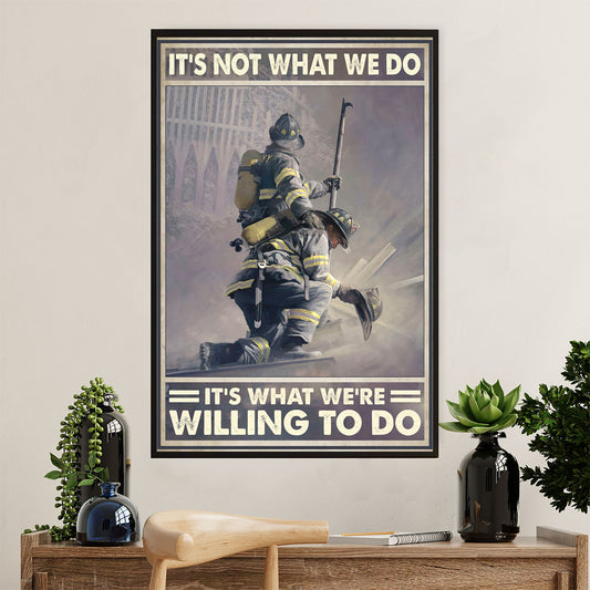 Firefighter Pride Canvas Wall Art Prints | Willing You Do | American Independence Day Gift for Fireman