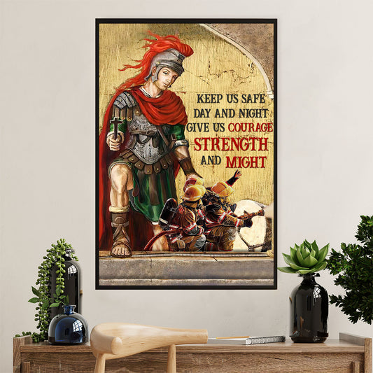 Firefighter Pride Poster Wall Art | Give Us Courage Strength | American Independence Day Gift for Fireman
