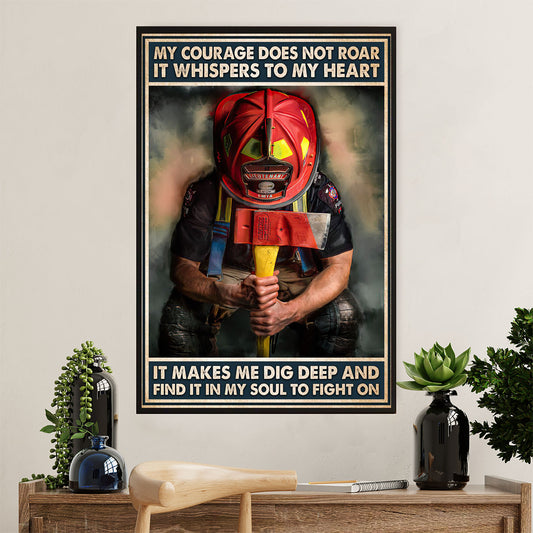 Firefighter Pride Canvas Wall Art Prints | Dig Deep | American Independence Day Gift for Fireman