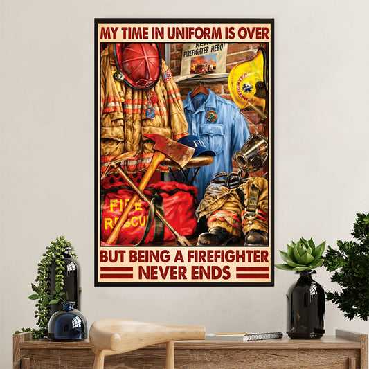 Firefighter Pride Canvas Wall Art Prints | Retired Fireman | American Independence Day Gift for Fireman