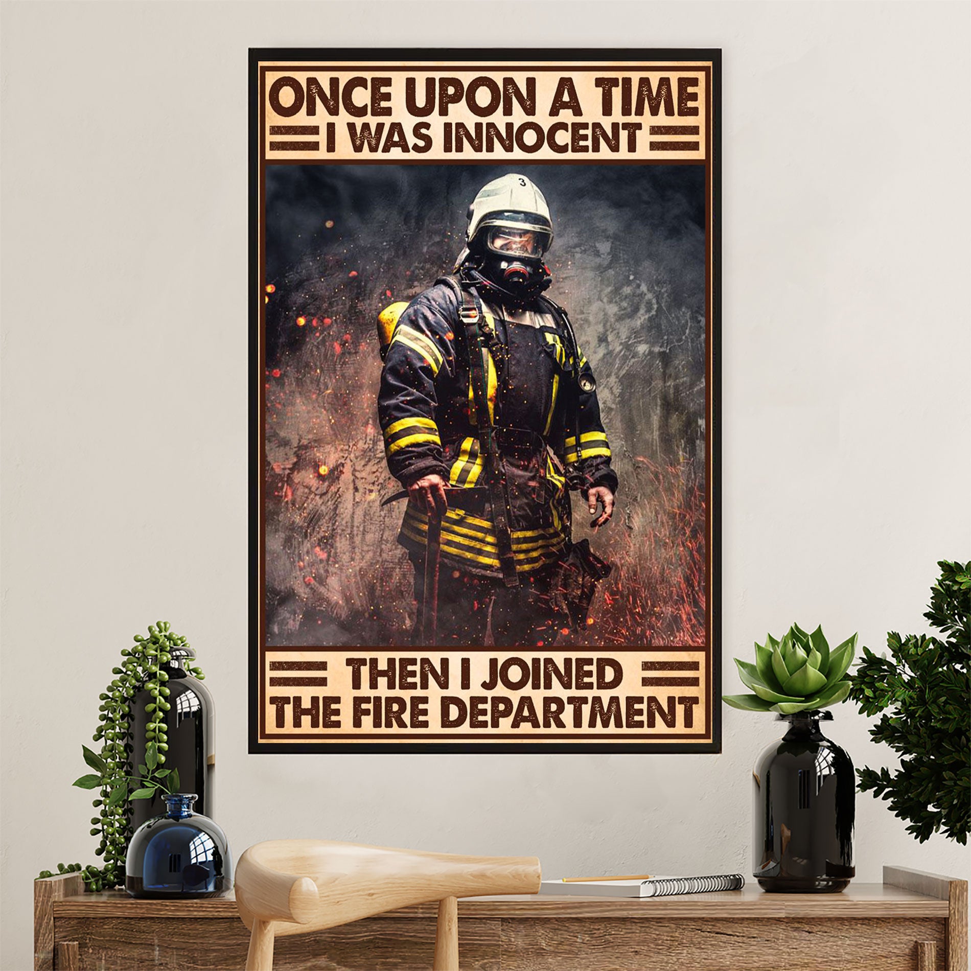 Firefighter Pride Poster Wall Art | Fire Department | American Independence Day Gift for Fireman