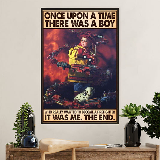 Firefighter Pride Canvas Wall Art Prints | Boy Become A Fireman | American Independence Day Gift for Fireman