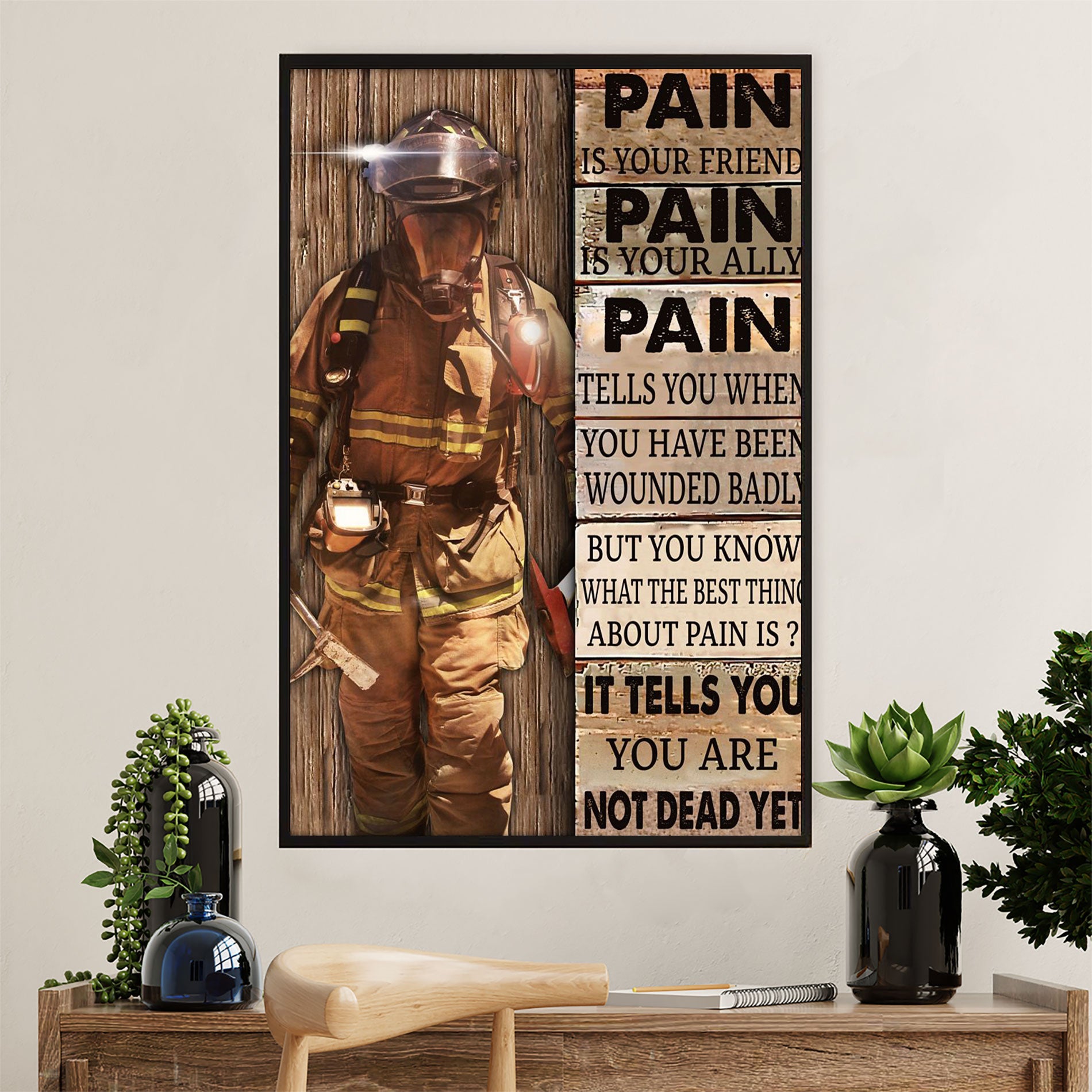 Firefighter Pride Poster Wall Art | Not Dead Yet | American Independence Day Gift for Fireman