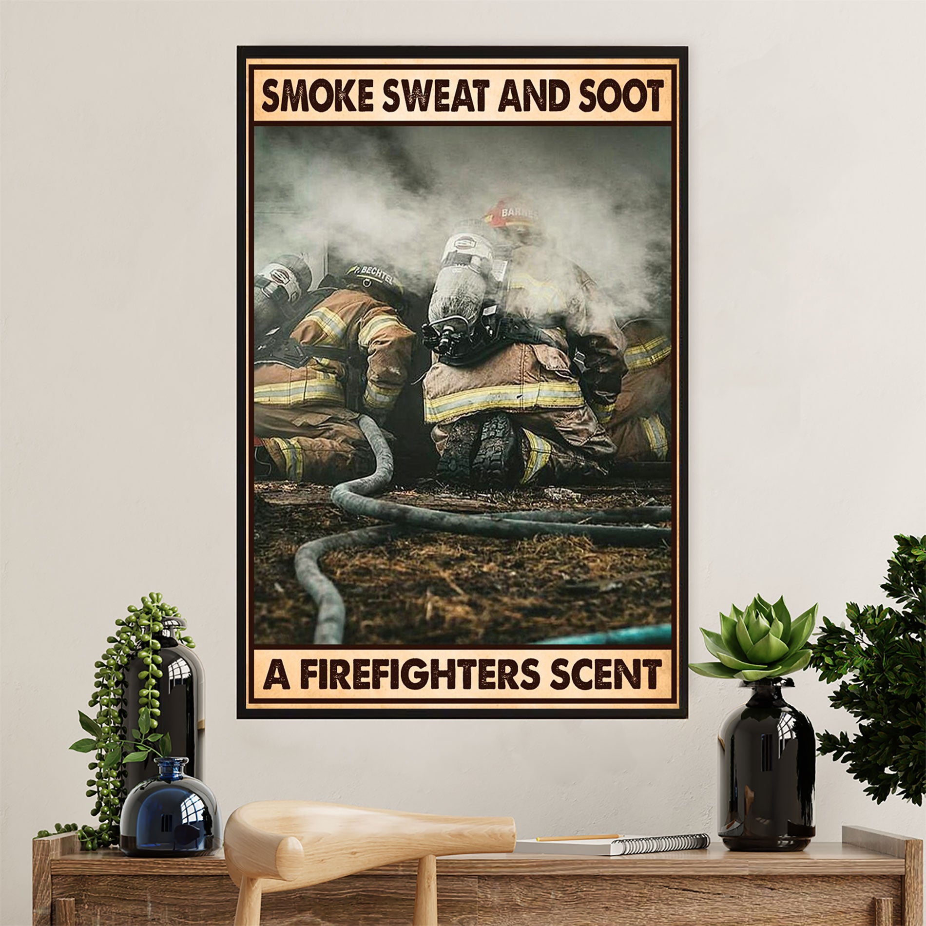 Firefighter Pride Poster Wall Art | Firefighters Scent | American Independence Day Gift for Fireman