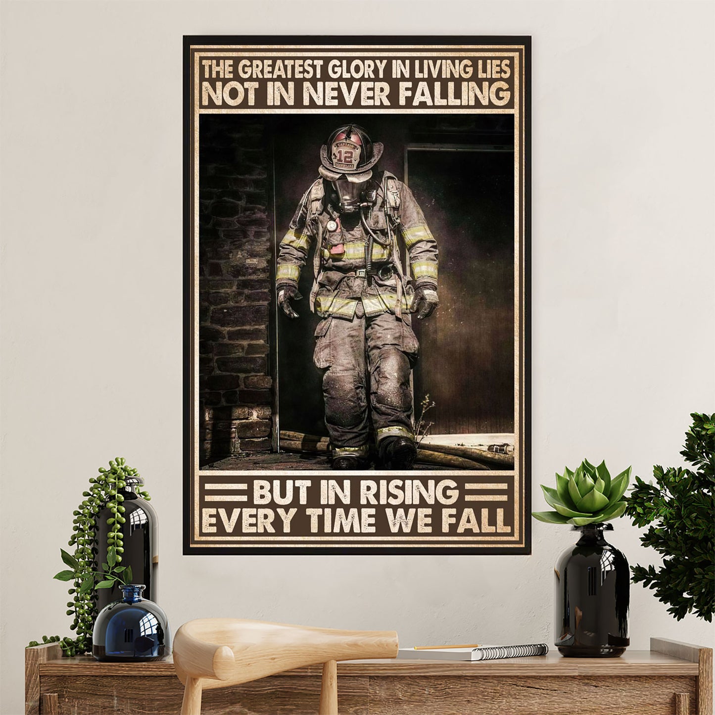 Firefighter Pride Poster Wall Art | Greatest Glory | American Independence Day Gift for Fireman