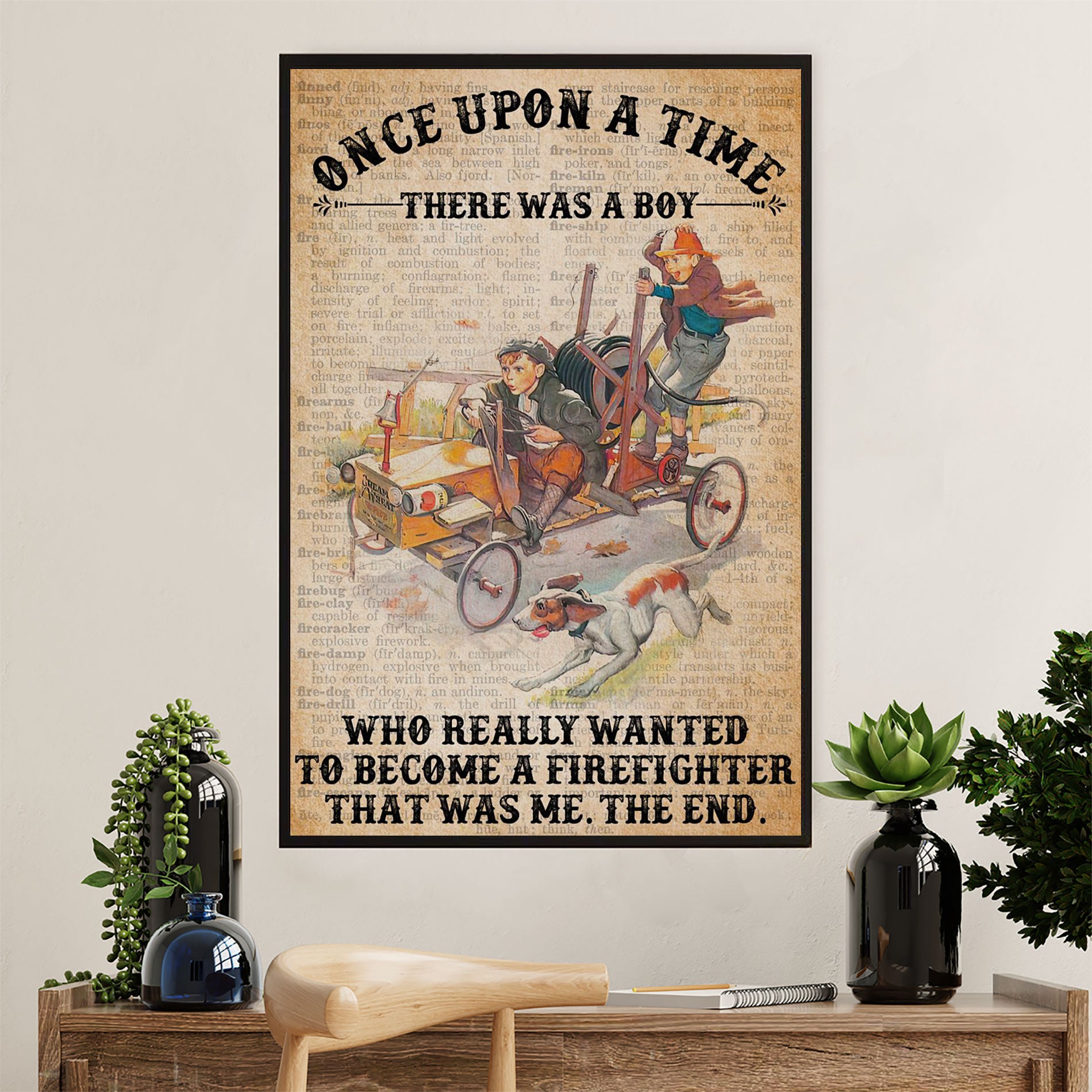 Firefighter Pride Poster Wall Art | Boy Become A Firefighter | American Independence Day Gift for Fireman