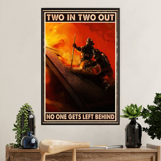 Firefighter Pride Poster Wall Art | Two In Two Out | American Independence Day Gift for Fireman