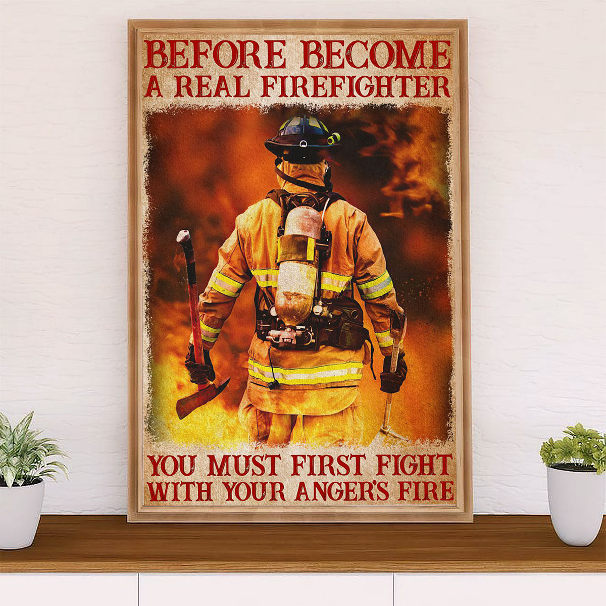 Firefighter Pride Poster Wall Art | Real Firefighter | American Independence Day Gift for Fireman