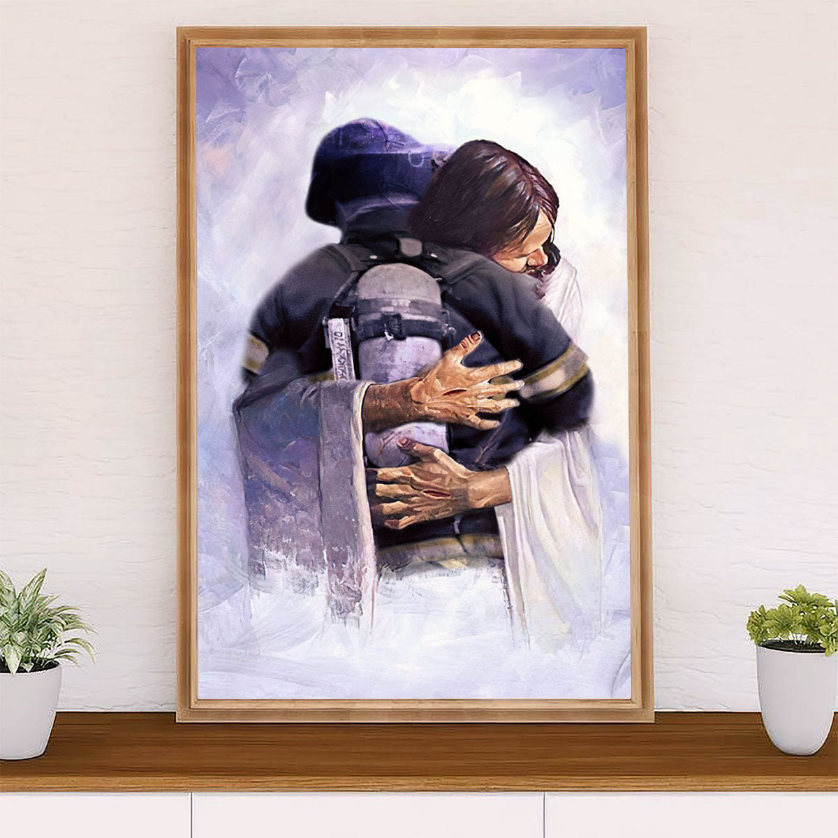 Firefighter Pride Canvas Wall Art Prints | God Bless | American Independence Day Gift for Fireman