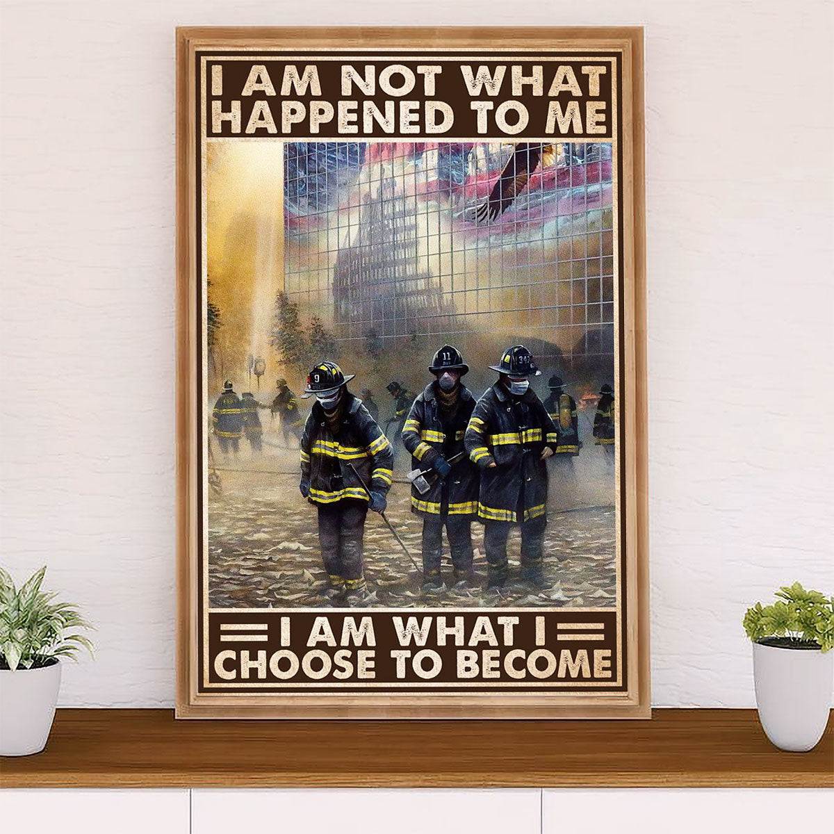 Firefighter Pride Canvas Wall Art Prints | I Am | American Independence Day Gift for Fireman