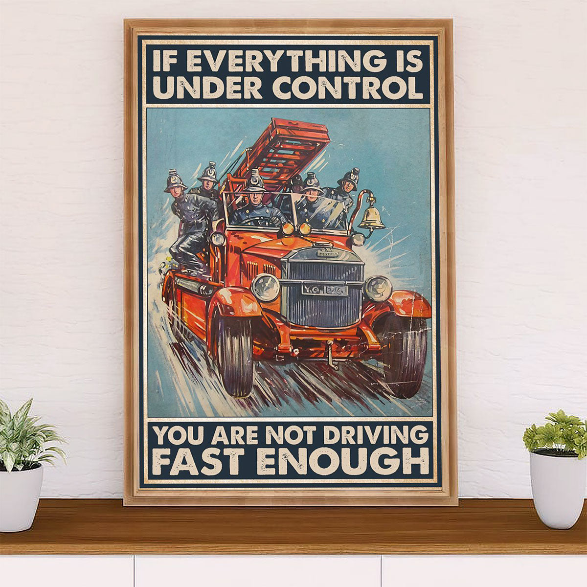 Firefighter Pride Canvas Wall Art Prints | Firetruck Driving Crew | American Independence Day Gift for Fireman