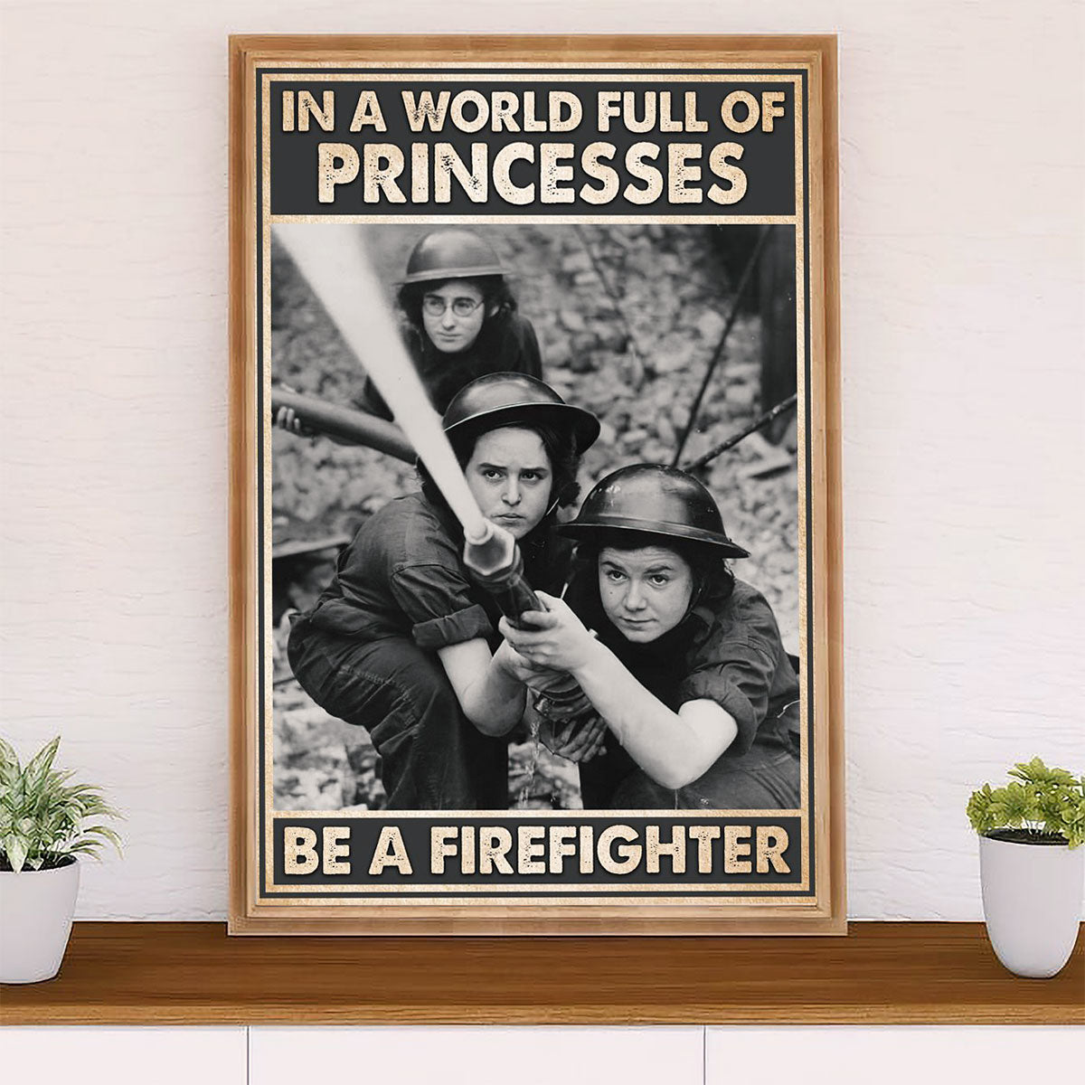 Firefighter Pride Canvas Wall Art Prints | Firefighter Princess Woman | American Independence Day Gift for Fireman