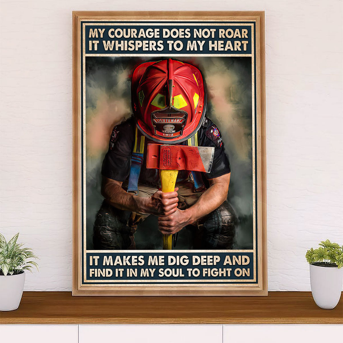 Firefighter Pride Poster Wall Art | Dig Deep | American Independence Day Gift for Fireman