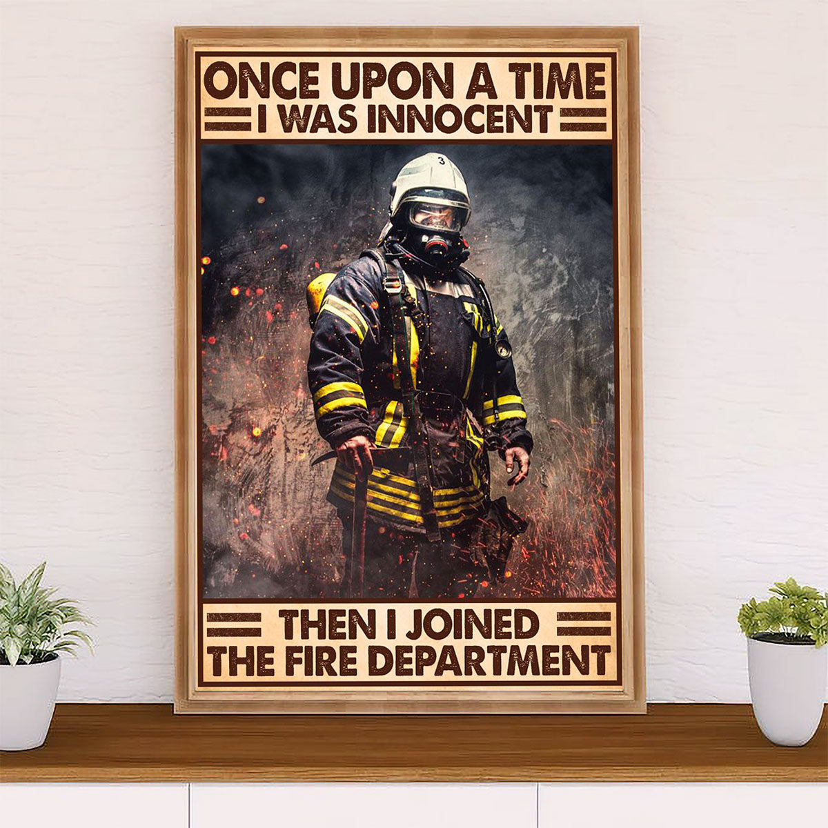 Firefighter Pride Poster Wall Art | Fire Department | American Independence Day Gift for Fireman