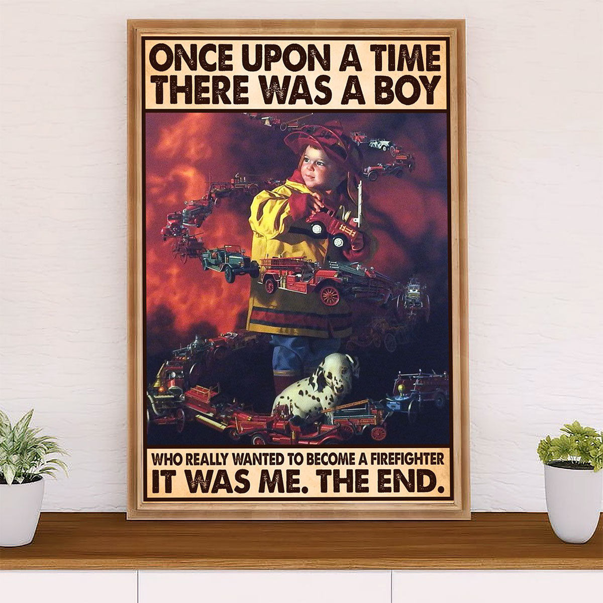 Firefighter Pride Poster Wall Art | Boy Become A Fireman | American Independence Day Gift for Fireman