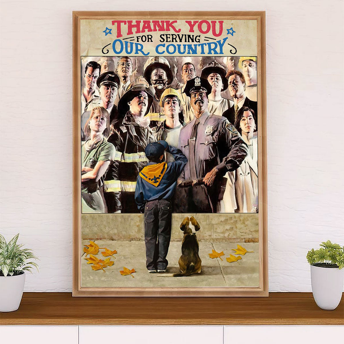 Firefighter Pride Poster Wall Art | Thank You For Serving | American Independence Day Gift for Fireman