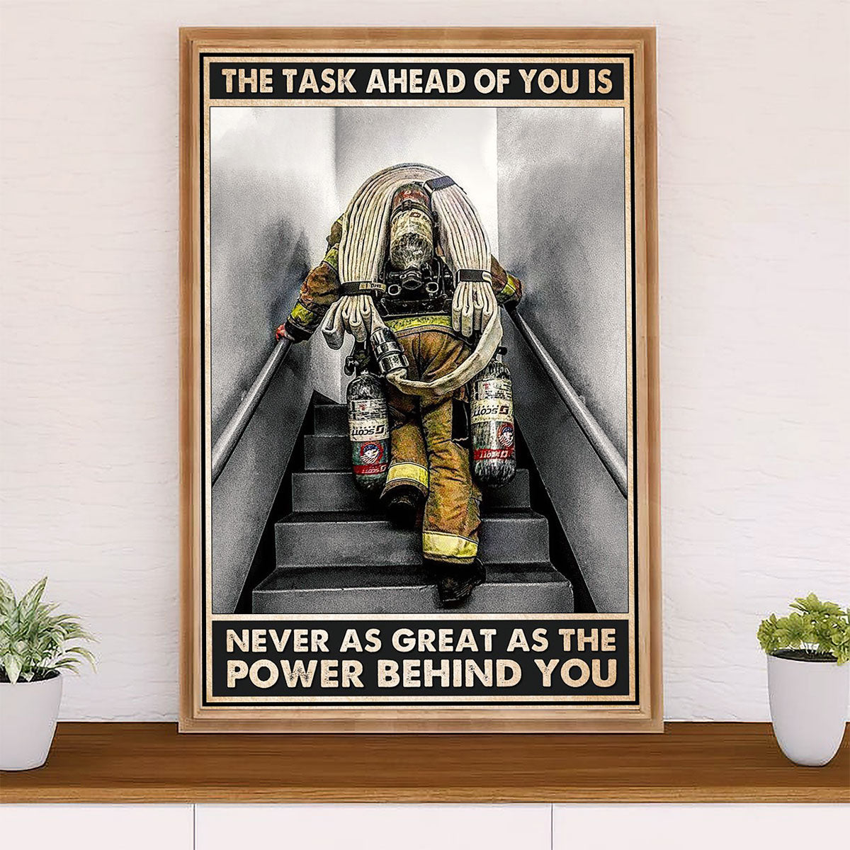 Firefighter Pride Poster Wall Art | Power Behind You | American Independence Day Gift for Fireman