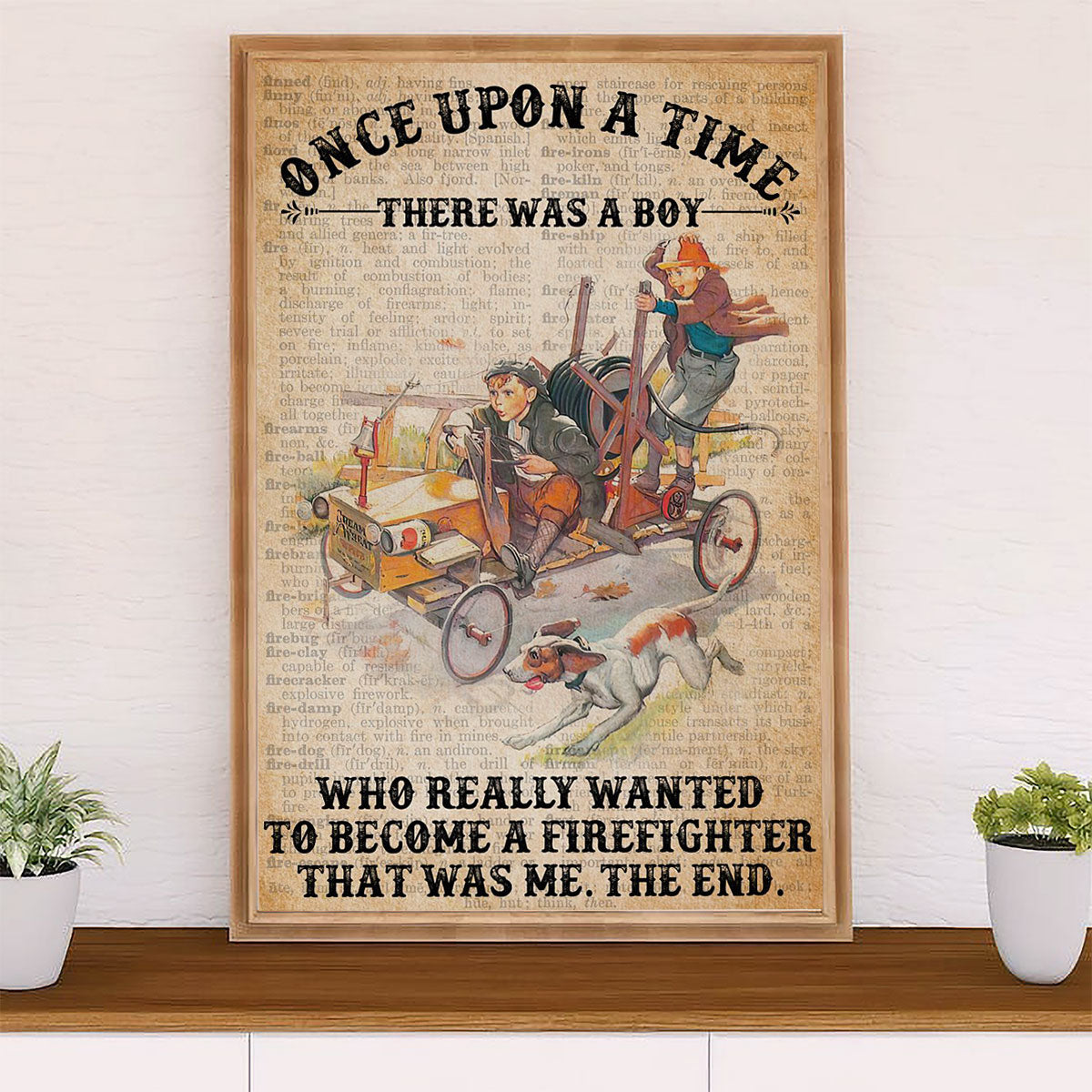 Firefighter Pride Poster Wall Art | Boy Become A Firefighter | American Independence Day Gift for Fireman