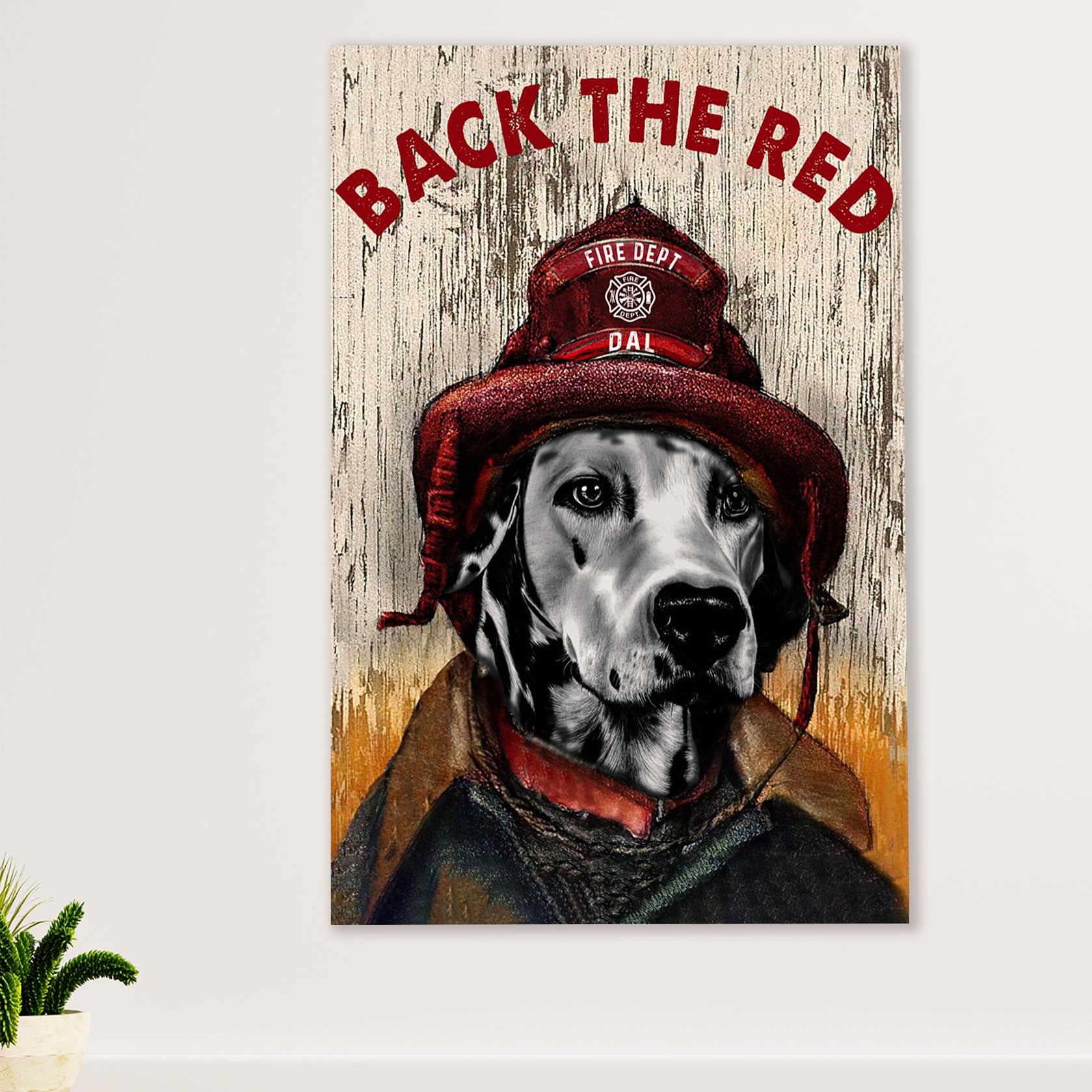 Firefighter Pride Poster Wall Art | Back The Red Dog | American Independence Day Gift for Fireman