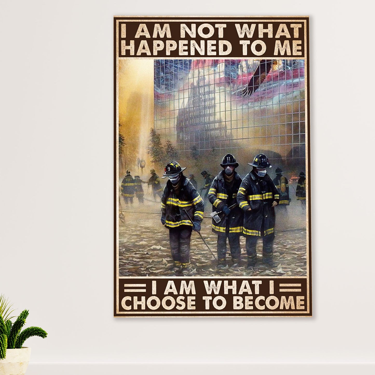 Firefighter Pride Canvas Wall Art Prints | I Am | American Independence Day Gift for Fireman