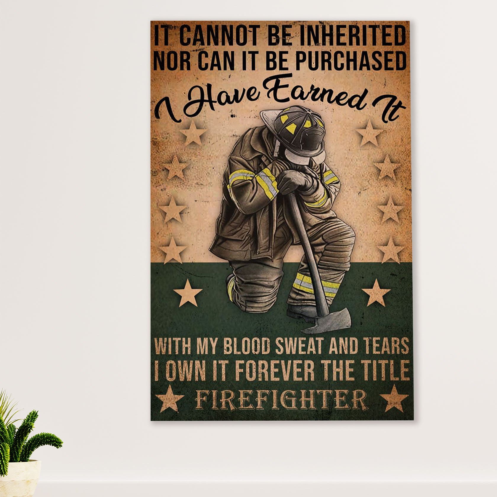 Firefighter Pride Canvas Wall Art Prints | Forever Firefighter | American Independence Day Gift for Fireman