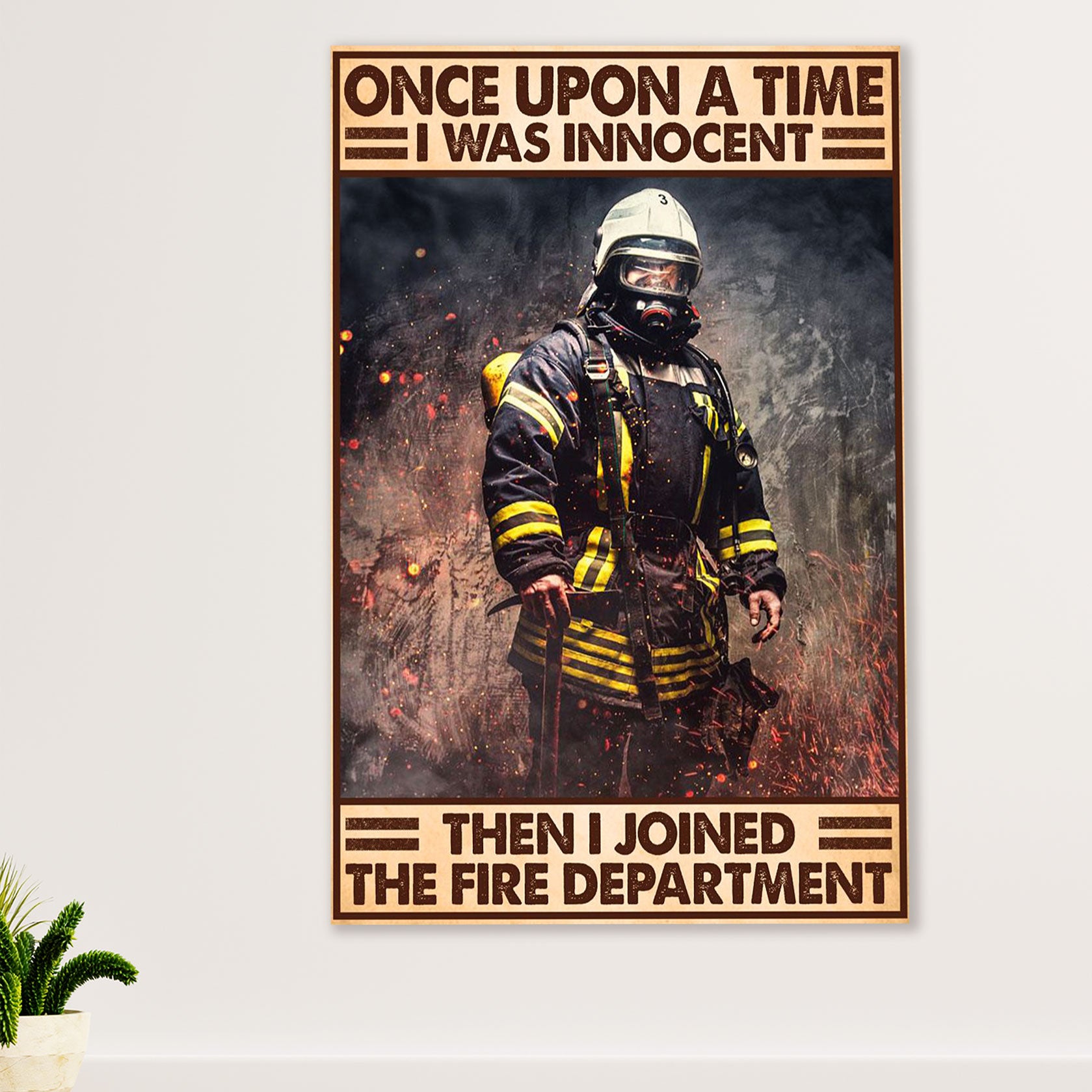 Firefighter Pride Poster Wall Art | Fire Department | American Independence Day Gift for Fireman