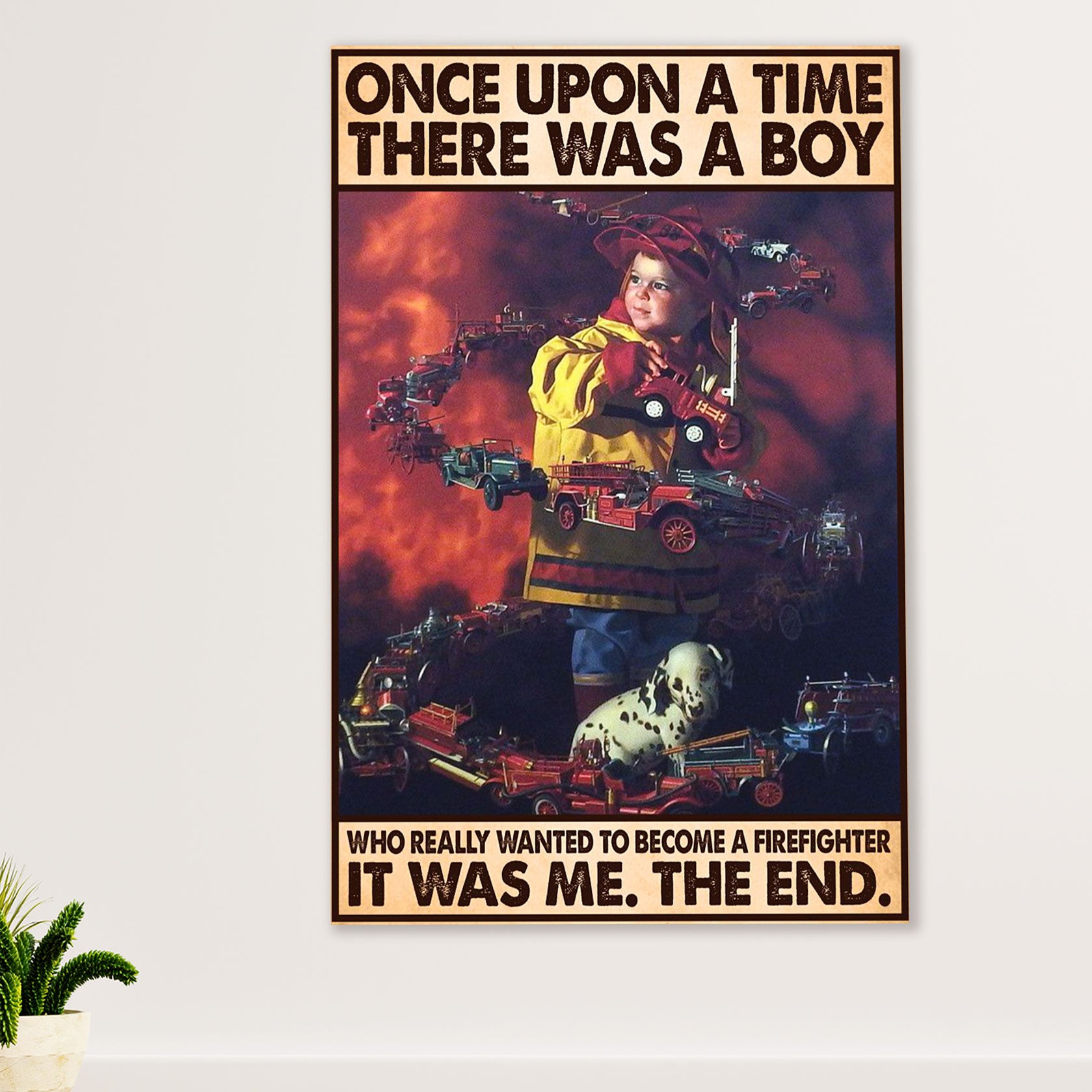 Firefighter Pride Poster Wall Art | Boy Become A Fireman | American Independence Day Gift for Fireman