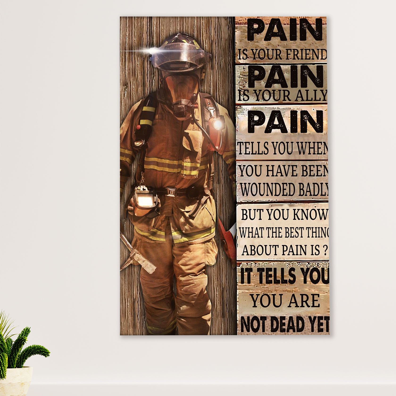 Firefighter Pride Poster Wall Art | Not Dead Yet | American Independence Day Gift for Fireman