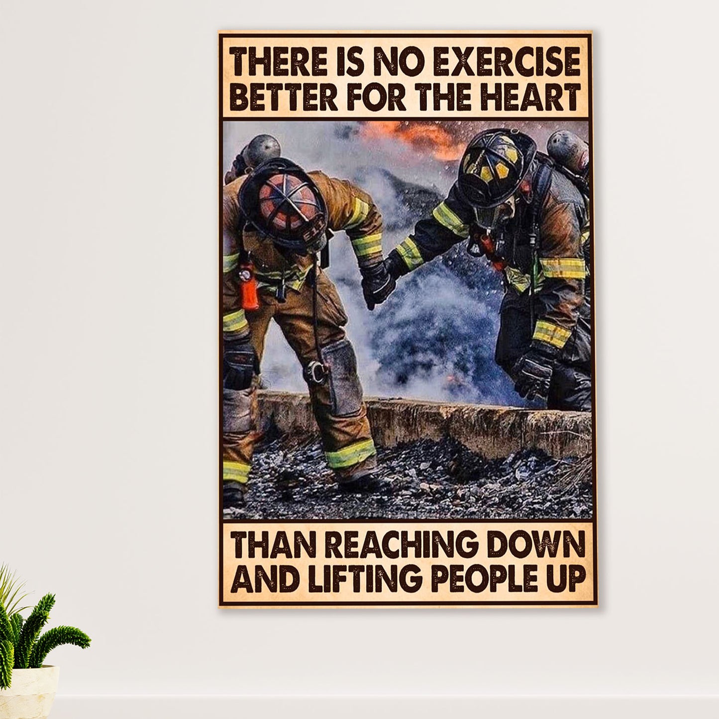 Firefighter Pride Canvas Wall Art Prints | Lifting People Up | American Independence Day Gift for Fireman