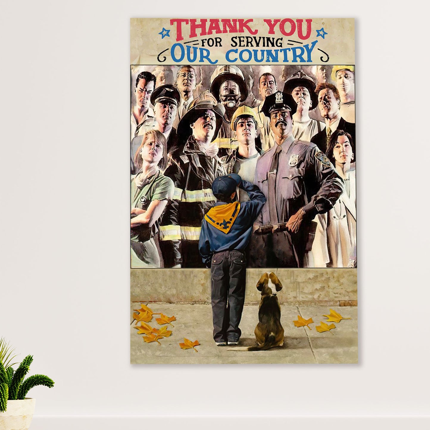 Firefighter Pride Poster Wall Art | Thank You For Serving | American Independence Day Gift for Fireman