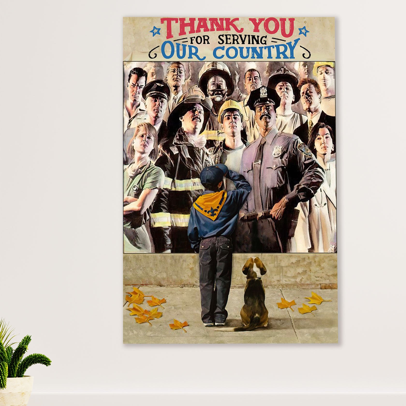 Firefighter Pride Canvas Wall Art Prints | Thank You For Serving | American Independence Day Gift for Fireman