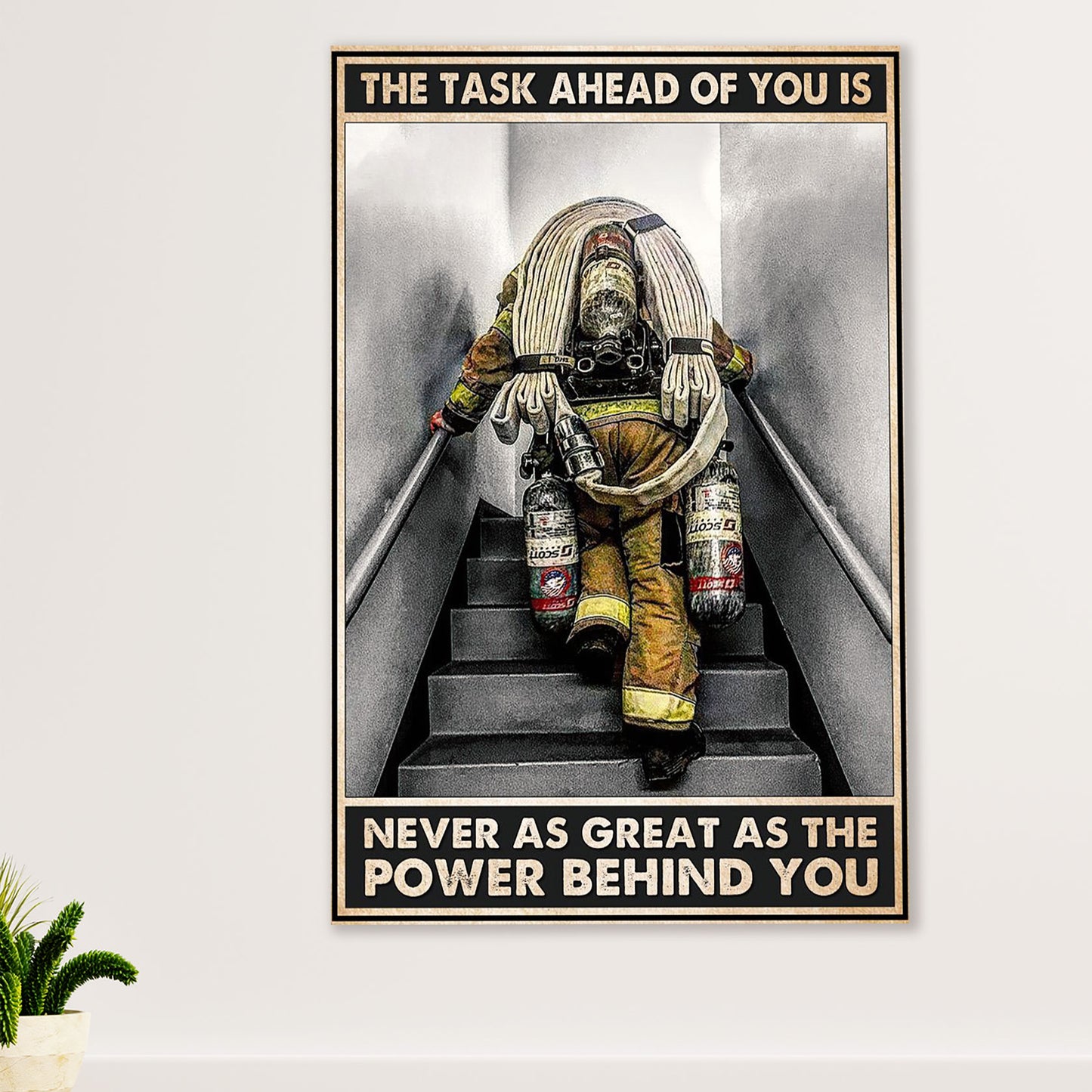 Firefighter Pride Poster Wall Art | Power Behind You | American Independence Day Gift for Fireman