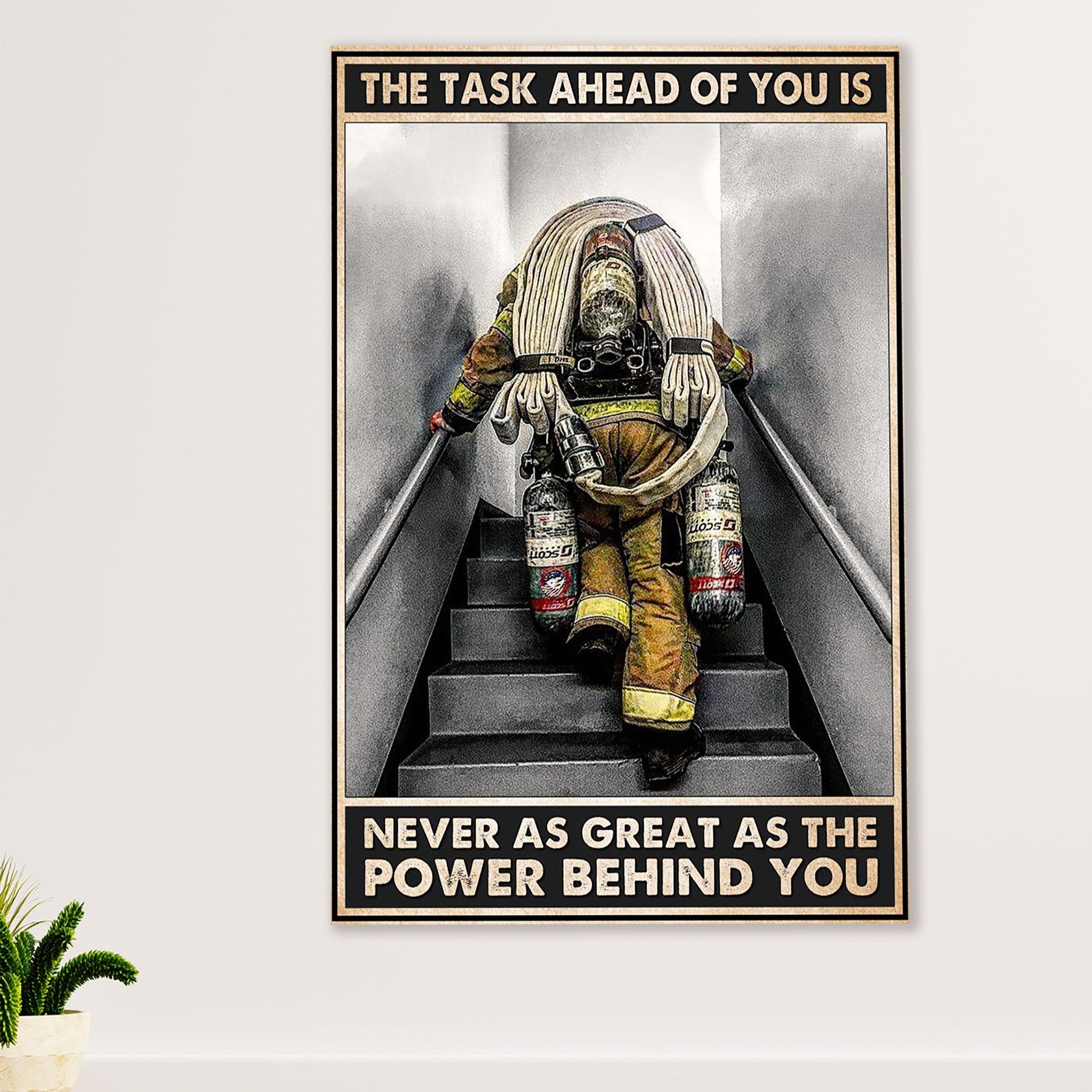 Firefighter Pride Poster Wall Art | Power Behind You | American Independence Day Gift for Fireman