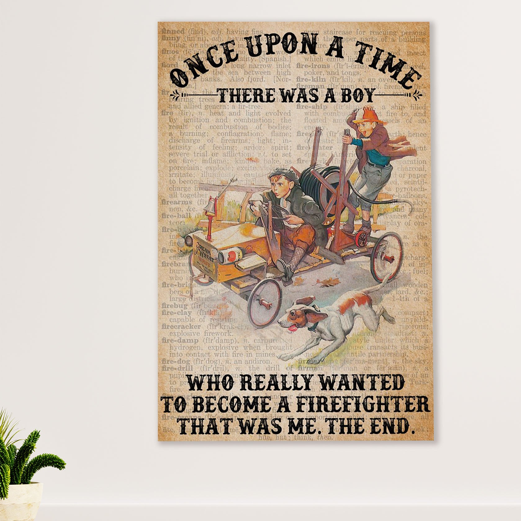 Firefighter Pride Poster Wall Art | Boy Become A Firefighter | American Independence Day Gift for Fireman