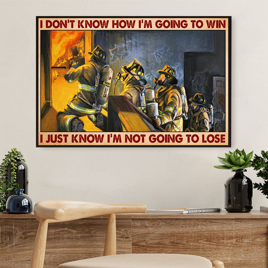 Firefighter Pride Canvas Wall Art | I'm Not Going To Lose | American Independence Day Gift for Fireman