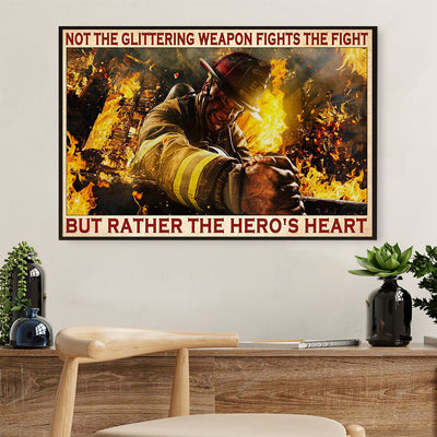 Firefighter Pride Canvas Wall Art | Hero's Heart | American Independence Day Gift for Fireman