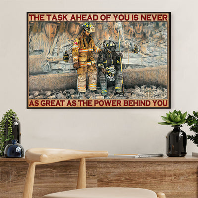 Firefighter Pride Canvas Wall Art | Great As The Power Behind You | American Independence Day Gift for Fireman