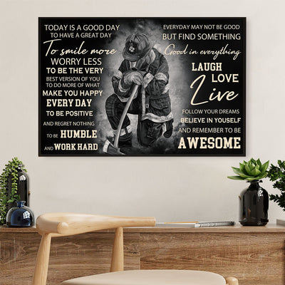 Firefighter Pride Canvas Wall Art | Laugh Love Live | American Independence Day Gift for Fireman