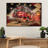 Firefighter Pride Canvas Wall Art | Fire Truck | American Independence Day Gift for Fireman